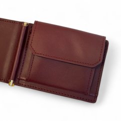 Kožená peněženka dolarka - Bordeaux (na karty i na mince)