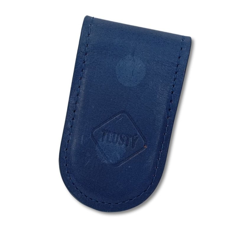 Money clip (vánoční nabídka) - Barva kůže: Liscio Modrá, Barva šití: Šití v barvě kůže
