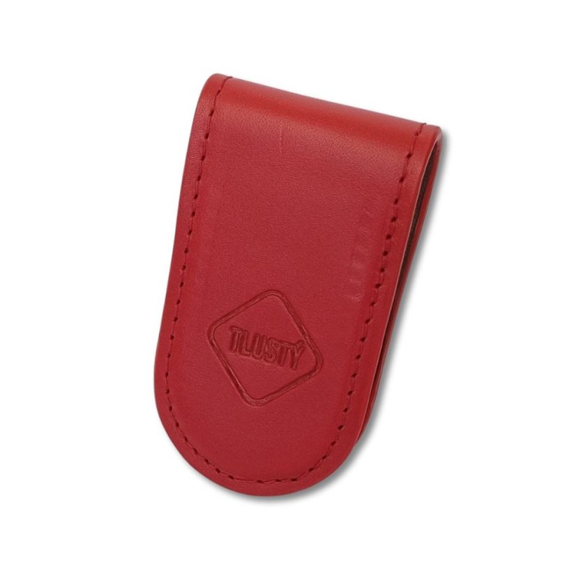 Money clip (vánoční nabídka) - Barva kůže: Červená (hlazená), Barva šití: Červená