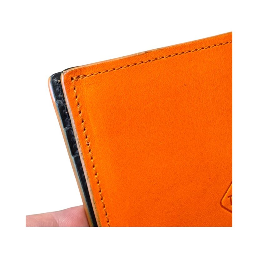 Kožená peněženka Classic oranžovo-černá - Barva kůže: Liscio Černá