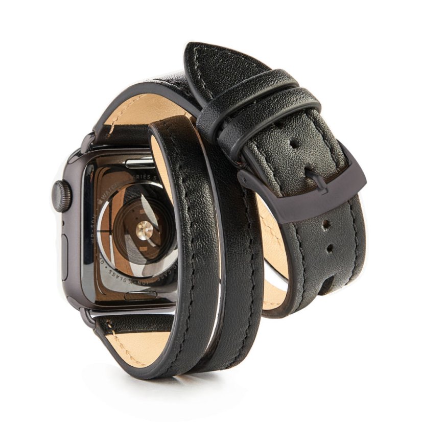 Dvojitý kožený řemínek prošitý s prořezem - Apple Watch