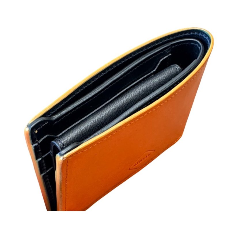 Kožená peněženka Classic oranžovo-černá - Barva kůže: Liscio Černá